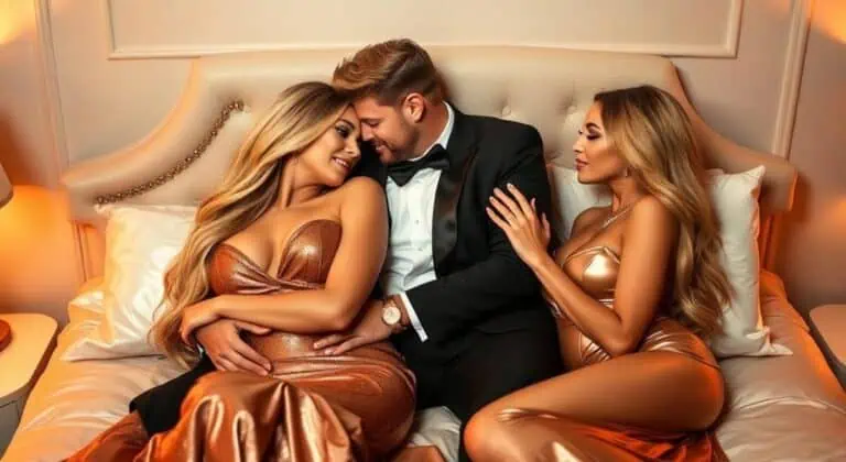 O que são fantasias sexuais? Representação de um ménage com duas mulheres e um homem.