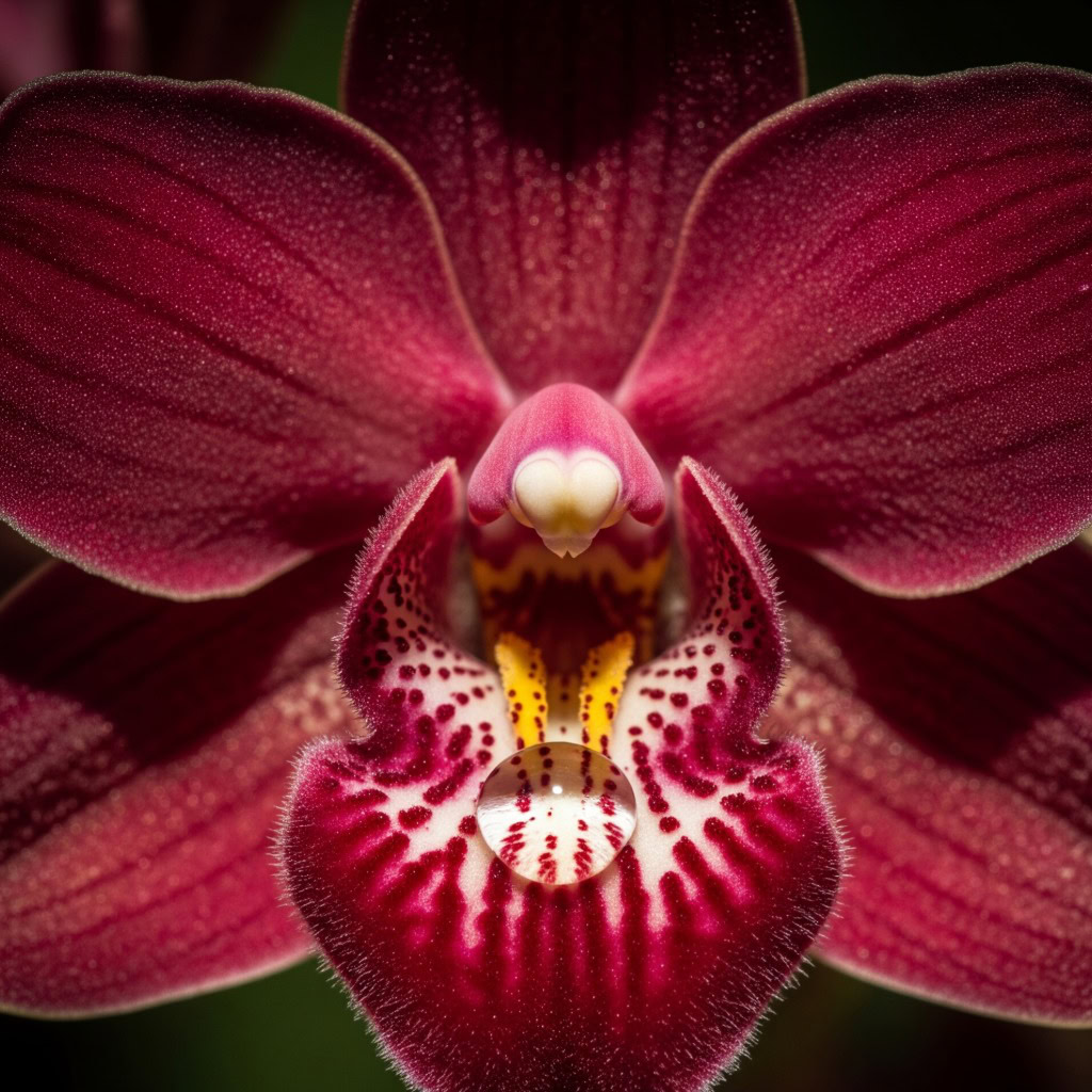 Macro de uma orquídea aveludada, simbolizando a delicada sensibilidade feminina e a importância das técnicas de estimulação para o prazer.