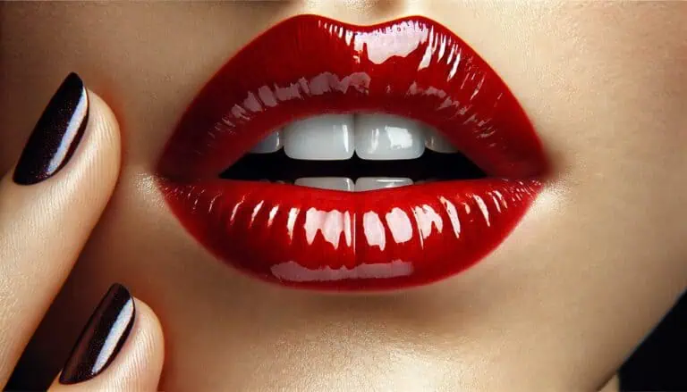 Boca sensual de uma mulher misteriosa, representando o magnetismo e o mistério de como me tornei uma acompanhante de luxo.
