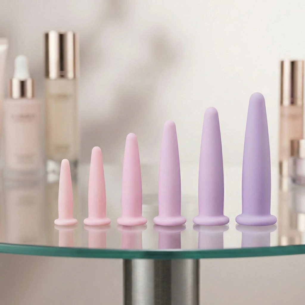Conjunto de cones vaginais com pesos variados para evolução gradual no treino de pompoarismo.
