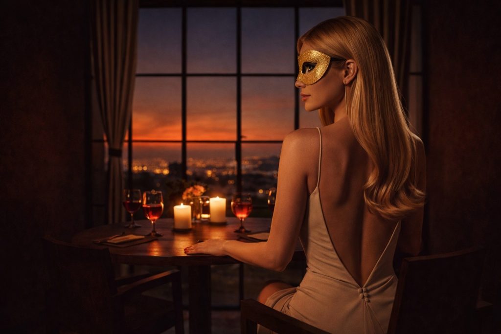 Jantar com vista da Baía de Guanabara, velas na mesa e clima sofisticado em Santa Teresa, ideal para uma noite especial no Rio.